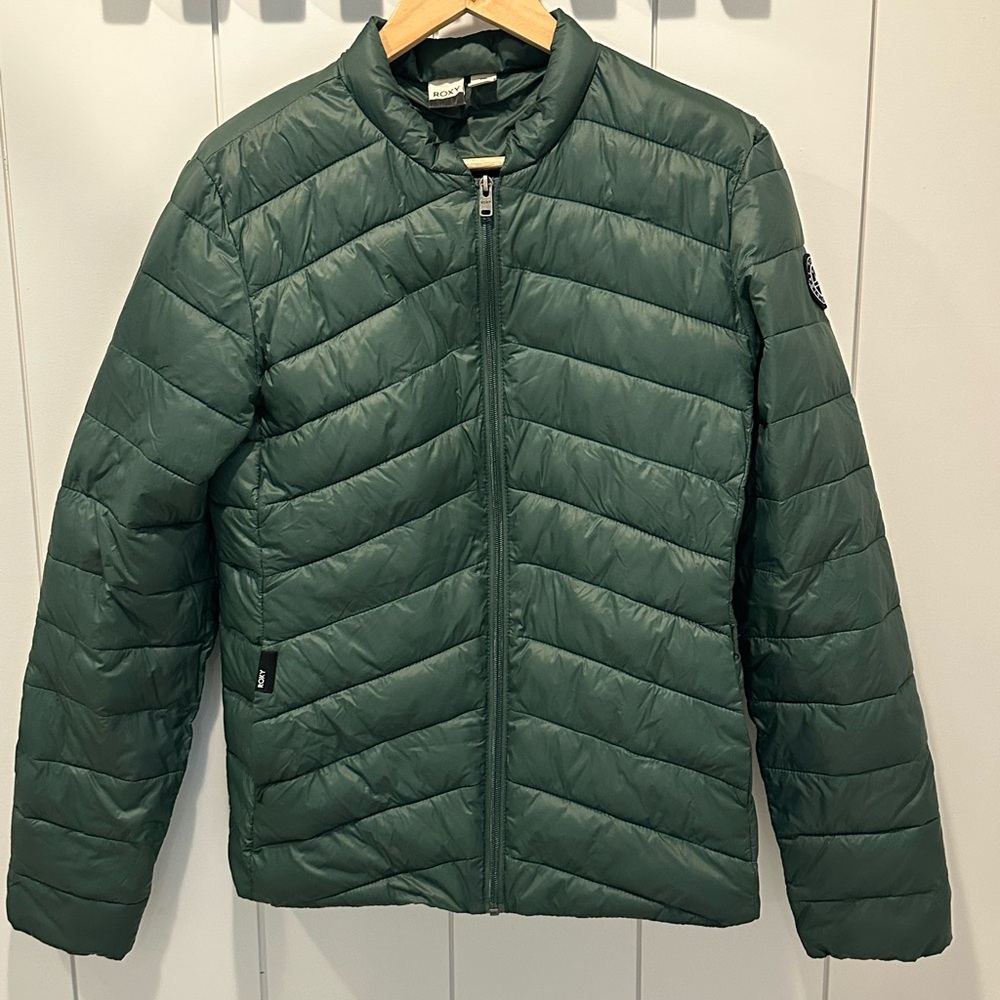 Green Quilted Roxy Puffer Jacket